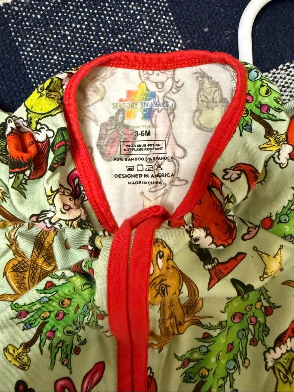 The Grinch Who Stole Christmas Sleeper Pajamas Bamboo Baby Boy 3-6 Months